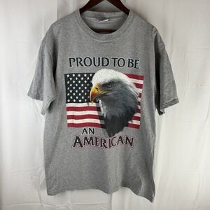 VTG All Sports PROUD TO BE AN AMERICAN Patriotic Graphic T-Shirt Adult‎ SZ XL